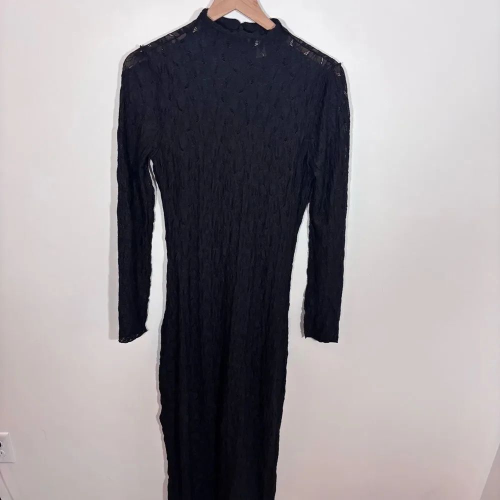 Camilla Coelho High Neck Lace Overlay Elegant Dress Long Sleeve Size Small